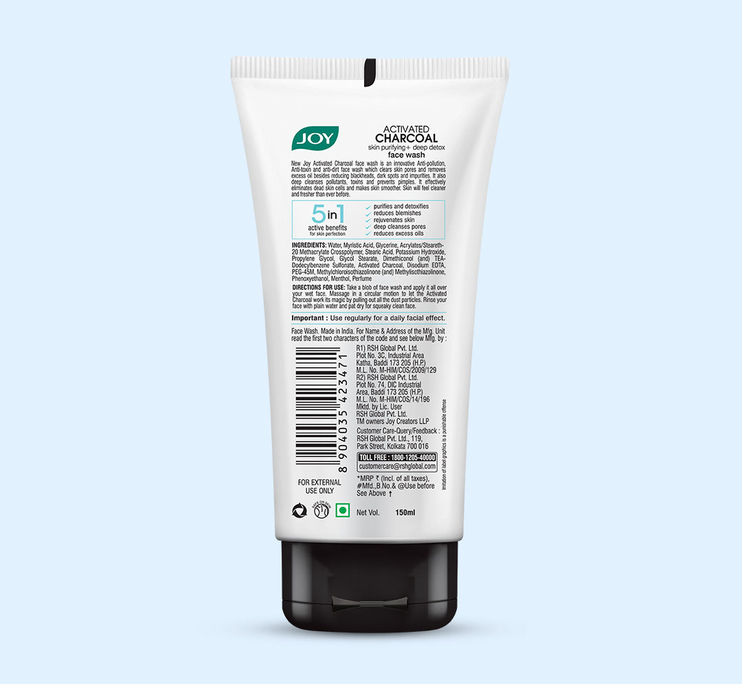 Joy Activated Charcoal Deep Detox Face Wash 150ml