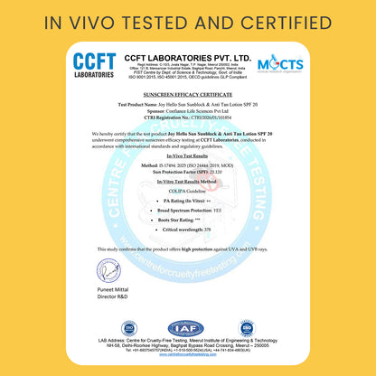 Hello Sun Anti-Tan Sunscreen Body Lotion SPF 20 PA++