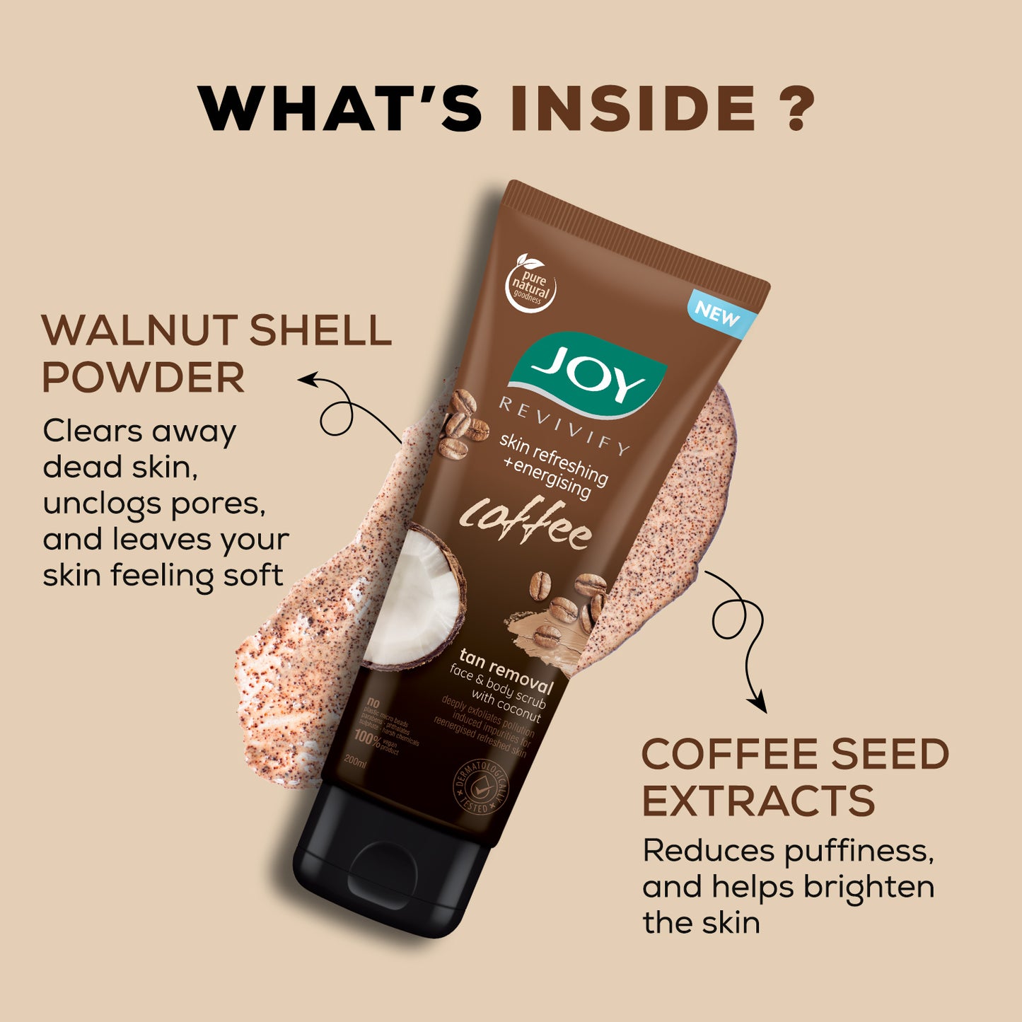 Skin Refreshing + Energizing, Anti-Pollution  Coffee Gel Scrub