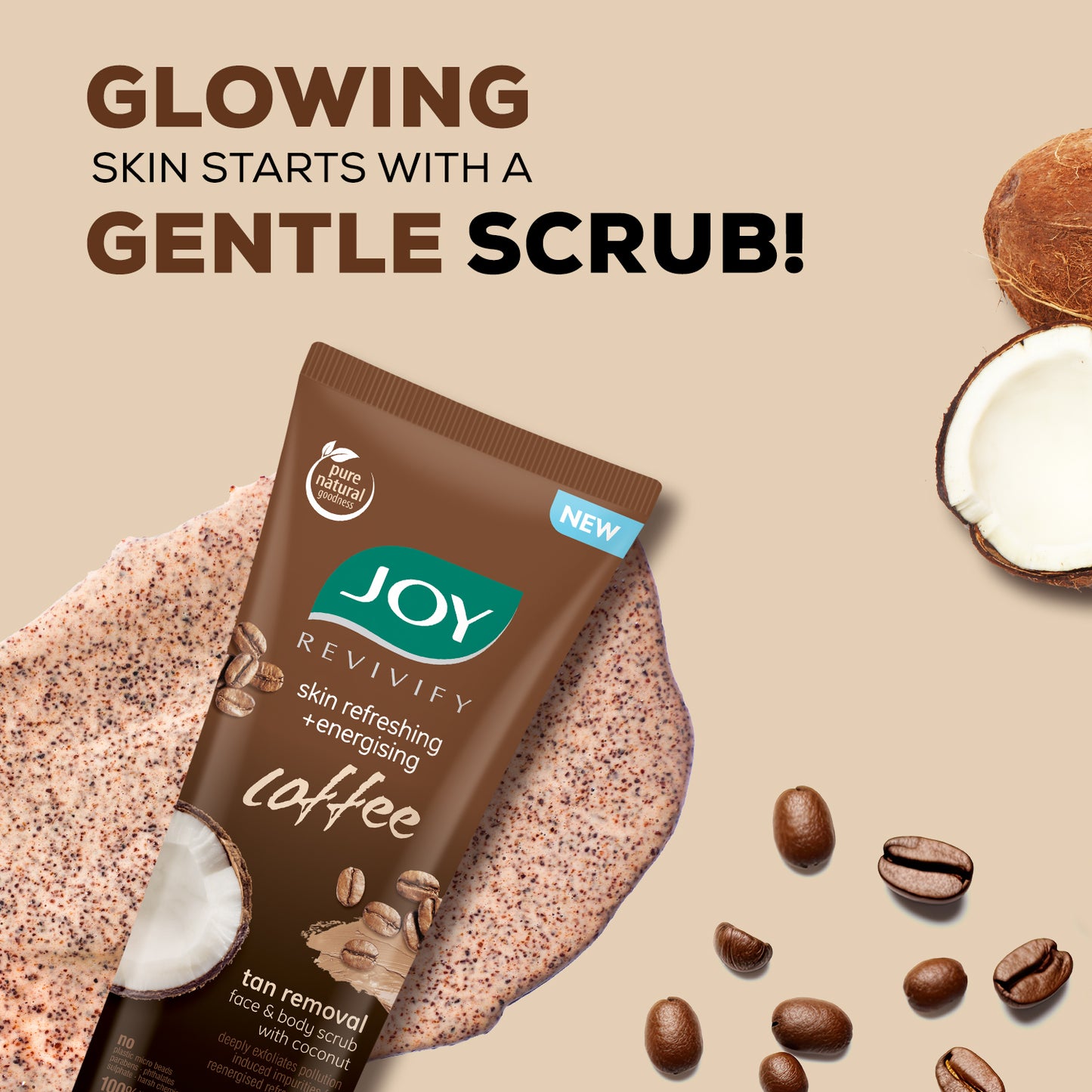 Skin Refreshing + Energizing, Anti-Pollution  Coffee Gel Scrub
